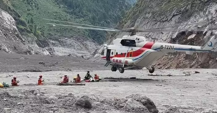 Rescue helicopters flown into hardest-hit zones of Gyirong Port after deadly mudslide