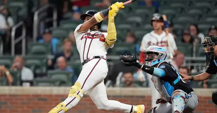 Acuña hits 2 homers, Olson adds blast as Braves beat Marlins 11-3 for season-best 8th straight win