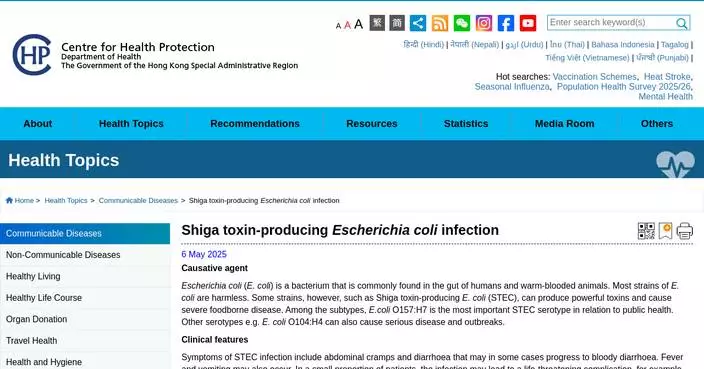Imported Shiga Toxin E. coli Case Detected; Public Urged to Practice Hygiene Standards