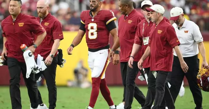 Commanders QB Marcus Mariota has a sprained MCL in his right knee, AP source says