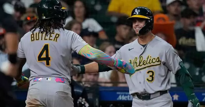 Athletics rally with a 3-run 8th inning to beat the Astros 4-3, snapping a 5-game skid