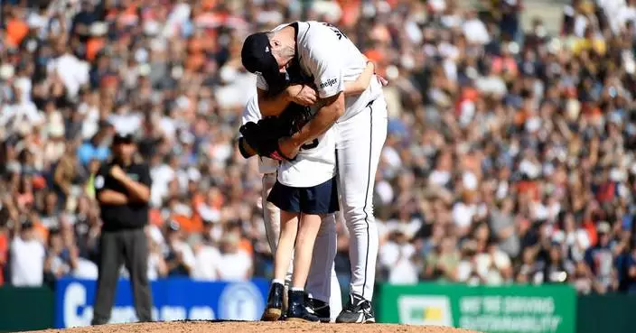 Verlander leaves final start of 21-year career as 7-year-old daughter sprints to the mound for hug
