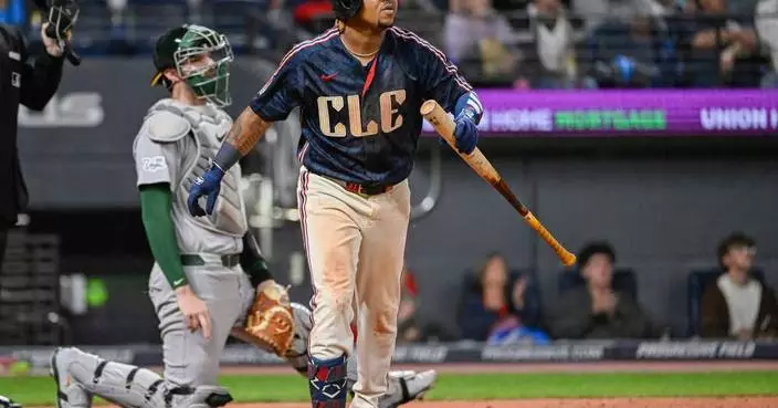 José Ramírez homers, reaches 1,000 RBIs as Guardians down A's 5-3 to stay atop AL Central