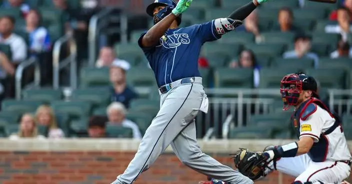 Junior Caminero hits his 39th homer as the Rays beat the Braves 7-1