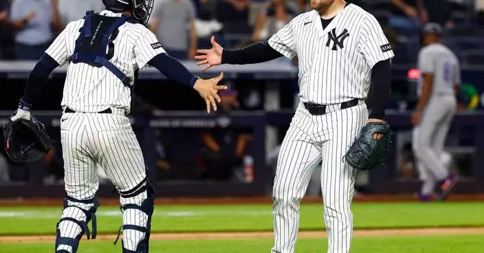 Judge hitless in return but Yankees clinch 34th straight winning season with 5-3 win over Rockies