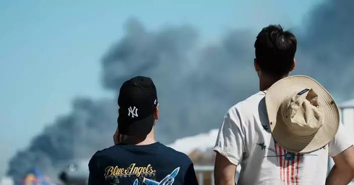 Greek air force jet crashes at annual aerial show, starts fire