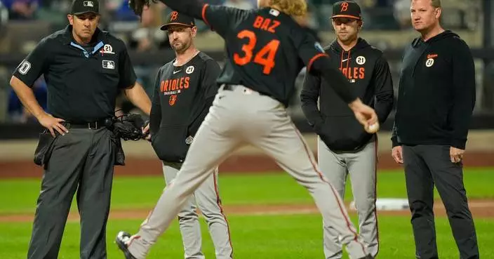 Orioles' Shane Baz exits after being hit in arm by line drive vs. Mets