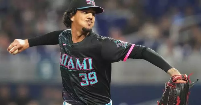 Pérez throws 1-hitter for just 11th MLB complete-game shutout this year as Marlins beat Braves 3-0