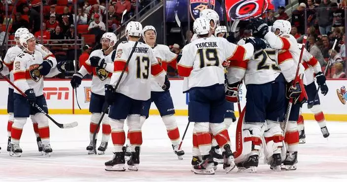Forsling's OT blast lifts Panthers past reigning Stanley Cup champion Hurricanes 1-0