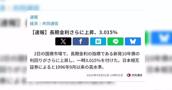 Japan's 10-year government bond yield surges to 30-year high
