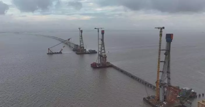 World's longest high-speed rail sea bridge completes main tower construction