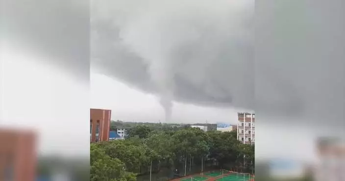 Tornado topples trees in Hainan