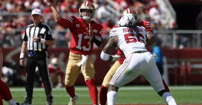 Purdy throws 4 TD passes to lead the injury-depleted 49ers to a 36-30 win vs. the Cardinals