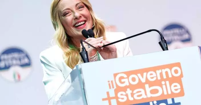 Meloni celebrates her Italian government's longevity during party rally in Bari