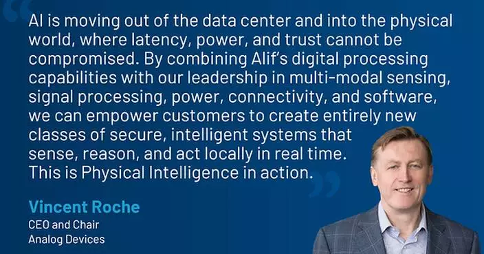 Analog Devices to Acquire Alif Semiconductor, Adding an AI-Native Processing Platform to Advance Physical Intelligence for the Next Generation of Real-World Systems