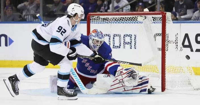 Shesterkin makes 28 saves and has an assist as Rangers beat Mammoth 4-2 for 3rd straight win