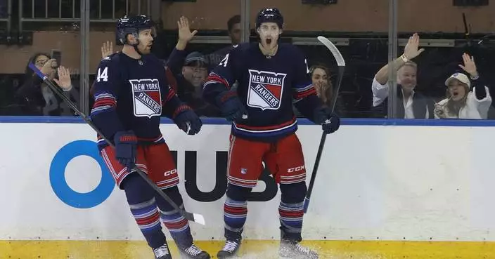 Kartye and Cuylle score 2 each as Rangers down Canucks 6-2 in first game since losing Shesterkin