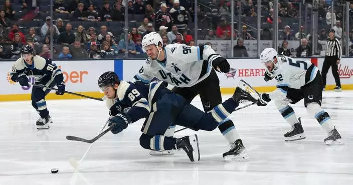 Mammoth defenseman Mikhail Sergachev leaves game vs. Devils after getting hit in helmet by puck