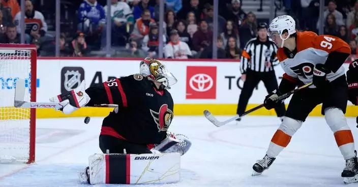 Michkov and Martone lead Flyers past Senators 3-1 for 1st win of season after 9-game skid