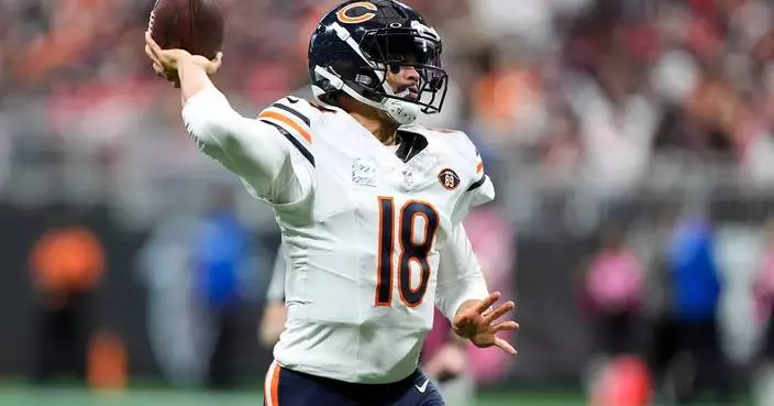 Caleb Williams completes first 12 passes in return after missing 3 games as Bears top Falcons 31-23