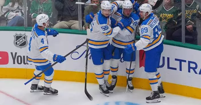 Mason McTavish scores right away in Blues debut in a 4-0 opening-night win over Stars