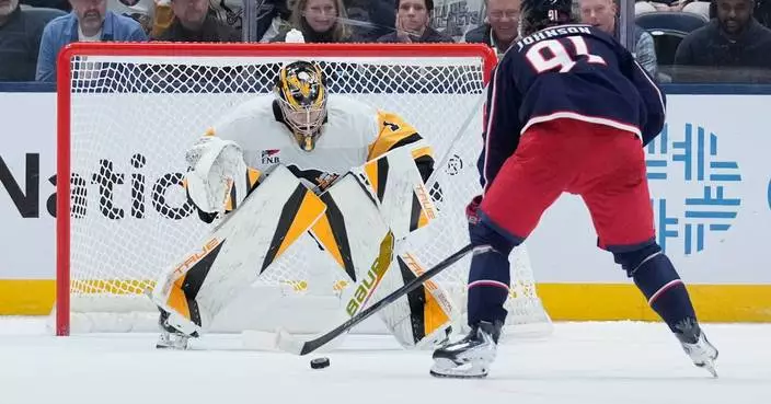 Kent Johnson scores lone goal in shootout to give Blue Jackets 3-2 win over Penguins