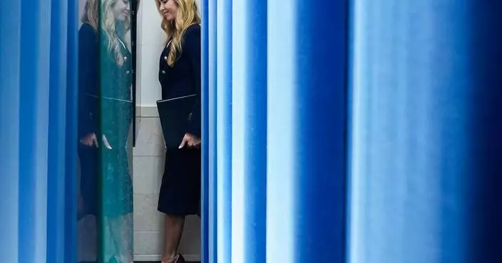 Photos of Trump’s new press secretary Katie Zacharia giving her first briefing