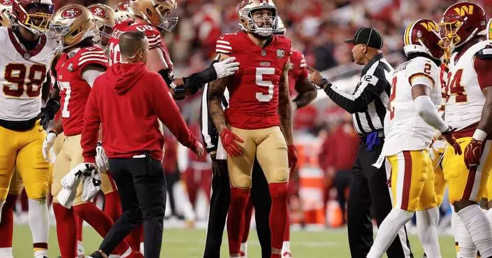 49ers WR Mike Evans leaves game against Commanders with an Achilles tendon injury