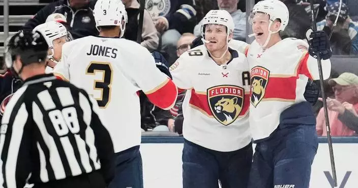 Brady Tkachuk has natural hat trick, brother Matthew has 5 assists as Panthers roll Blue Jackets 7-3
