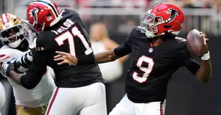 Michael Penix Jr. throws 3 TD passes, Falcons force 4 turnovers to give 49ers first loss, 29-20