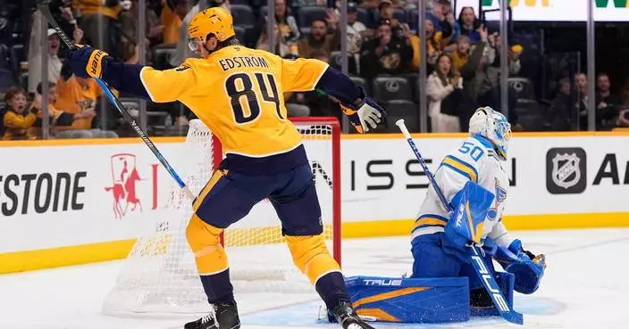 Forsberg scores first of the season as the Predators beat the Blues 5-2
