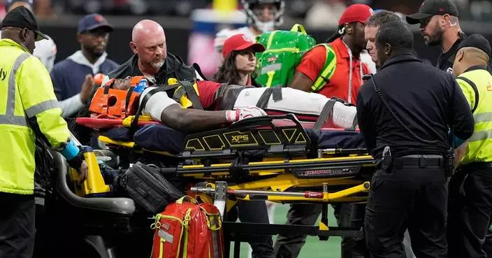 Falcons' Kendal Daniels carted off on stretcher after third-quarter tackle