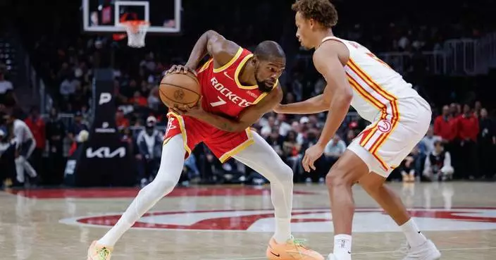 Durant scores 22, Sheppard hits five 3-pointers to lead Rockets to a win in Atlanta's home opener