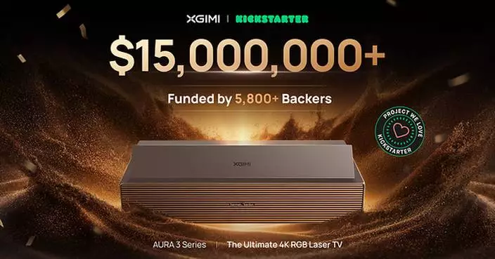 XGIMI's AURA 3 Series Achieves Record-Breaking Kickstarter Launch, Hits $10M in 2 Hours and Surpasses $15M in 23 Hours