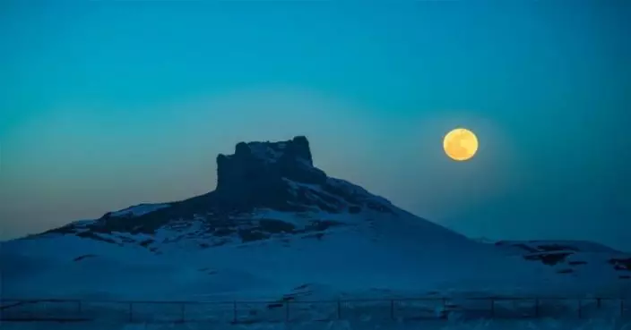 夕陽明月映照「雪色」敦煌古陽關