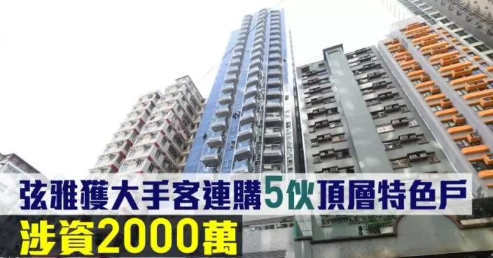 新盤成交|弦雅獲大手客連購5伙頂層特色戶 涉資2000萬
