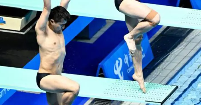 成都大運會跳水男子雙人3米板  國家隊黃博文梁朝輝組合奪冠
