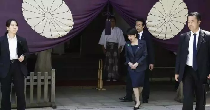 日本經濟安保擔當大臣高市早苗到靖國神社參拜