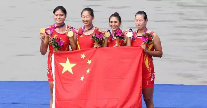 亞運賽艇女子四人單槳無舵手項目　國家隊奪冠