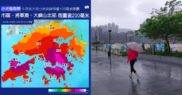 天文台：港島東九龍東及將軍澳錄得超過200毫米雨量