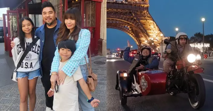 楊尚友一家四口豪遊巴黎之旅 五千元坐懷舊電單車睇鐵塔「嚇到瀨尿」