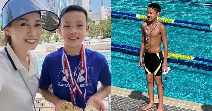 姚瑩瑩囝囝游泳連捧三獎牌  12歲Evan身形Fit爆有腹肌
