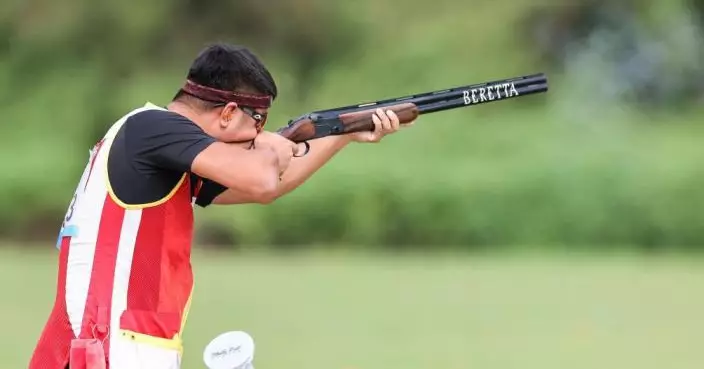 亞運射擊男子多向飛碟個人賽國家隊齊迎奪得金牌