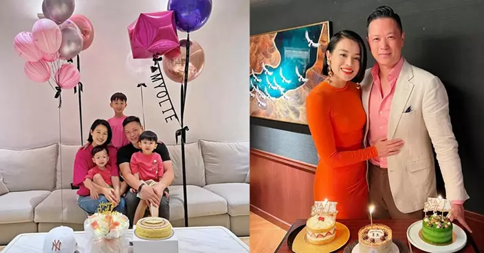 胡杏兒44歲的生日獲三子爭住送香吻  老公李乘德好用心為老婆舉行生日派對