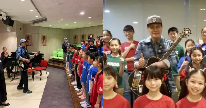 許冠傑與香港兒童合唱團成員合唱 為復活節演唱會綵排