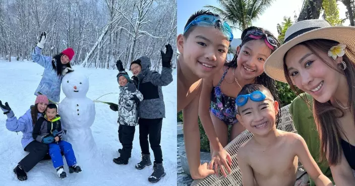 全家去完北海道滑雪 曹敏莉帶仔女轉戰泰國享受陽光與海灘