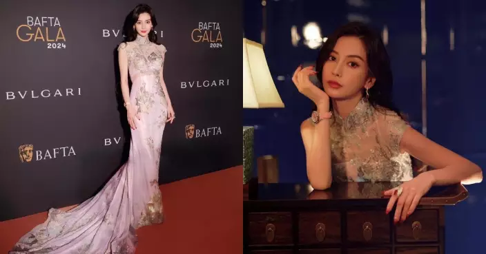 Angelababy華麗旗袍預熱BAFTA晚會 網民熱捧讚中國美人典範 