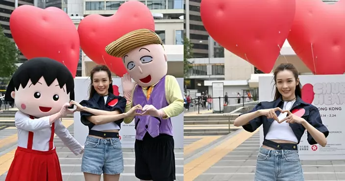 李佳芯趁最後兩日到「Chubby Hearts Hong Kong」打卡  巧遇兒時偶像小丸子與花輪同學