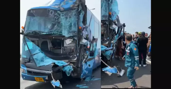 泰國載中國旅客旅遊巴 春武里府與拖車相撞多人傷