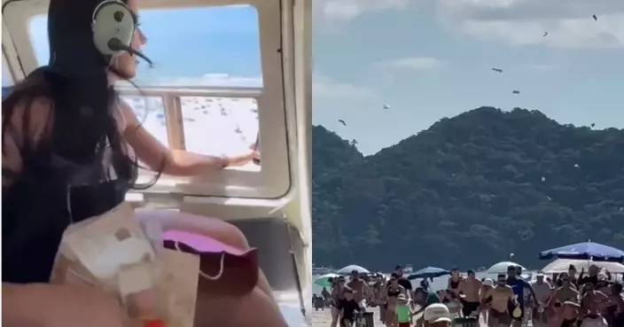 巴西女網紅搭直升機海灘撒錢引泳客瘋搶 非首次背後動機曝光